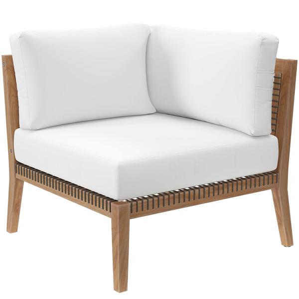 Clearwater Outdoor Patio Teak Wood Corner Chair - Gray White 
