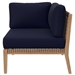 Clearwater Outdoor Patio Teak Wood Corner Chair - Gray Navy - MOD13129