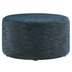 Callum Large 29" Round Woven Heathered Fabric Upholstered Ottoman - Heathered Weave Azure