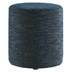 Callum 16" Round Woven Heathered Fabric Upholstered Ottoman - Heathered Weave Azure