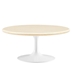 Lippa 36” Round Artificial Travertine  Coffee Table - White Travertine
