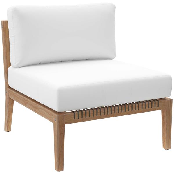 Clearwater Outdoor Patio Teak Wood Armless Chair - Gray White 