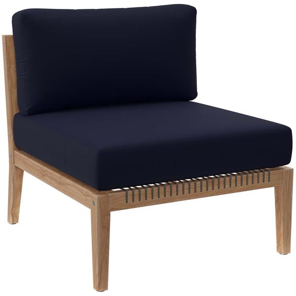 Clearwater Outdoor Patio Teak Wood Armless Chair - Gray Navy 