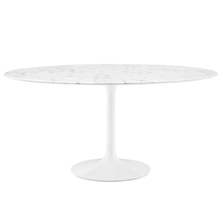 Lippa 60" Round Artificial Marble Dining Table - White 