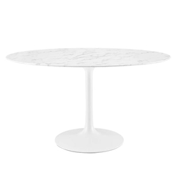 Lippa 54" Oval Artificial Marble Dining Table - White 