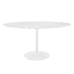 Lippa 60" Oval Artificial Marble Dining Table - White 