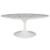 Lippa 42" Oval-Shaped Artificial Marble Coffee Table - White