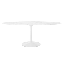 Lippa 78" Oval Artificial Marble Dining Table - White 