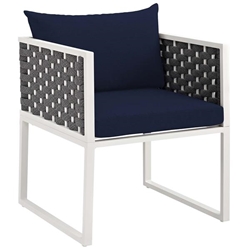Stance Outdoor Patio Aluminum Dining Armchair - White Navy 