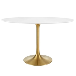 Lippa 48" Oval Wood Dining Table - Gold White 