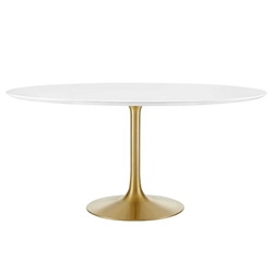 Lippa 60" Round Wood Dining Table - Gold White 