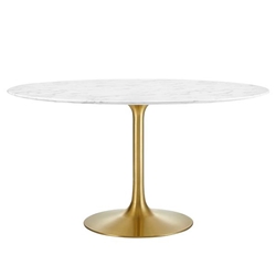 Lippa 54" Round Artificial Marble Dining Table - Gold White 
