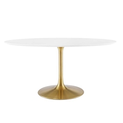 Lippa 60" Oval Wood Dining Table - Gold White 