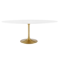 Lippa 78" Oval Wood Dining Table - Gold White 