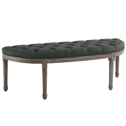 Esteem Vintage French Upholstered Fabric Semi-Circle Bench - Gray 