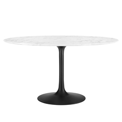 Lippa 54" Round Artificial Marble Dining Table - Black White 