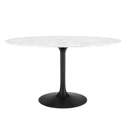 Lippa 54" Oval Artificial Marble Dining Table - Black White 