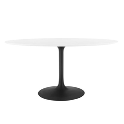 Lippa 60" Oval Wood Top Dining Table - Black White 