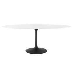 Lippa 78" Oval Wood Dining Table - Black White 