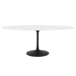 Lippa 78" Oval Artificial Marble Dining Table - Black White 