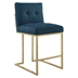 Privy Gold Stainless Steel Upholstered Fabric Counter Stool - Gold Azure