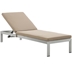 Shore Outdoor Patio Aluminum Chaise with Cushions - Silver Mocha Style A