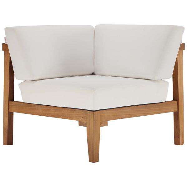 Bayport Outdoor Patio Teak Wood Corner Chair - Natural White 