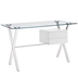 Stasis Glass Top Office Desk - White Style A