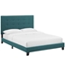 Melanie Twin Tufted Button Upholstered Fabric Platform Bed - Teal