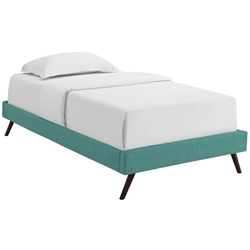 Loryn Twin Fabric Bed Frame with Round Splayed Legs - Teal 