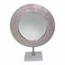 Metal 19" Hammered Mirror On Stand - Silver