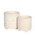 Set of 2 Ceramic 8 & 6.5" Abstract Footed Planter- Beige