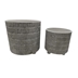 Set of 2 Ceramic Tribal Look Footed Planter 6 & 8"- Ivory