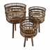 Set of 3 Bamboo Planters 11 & 13 & 15"- Brown