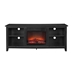 58" Rustic Farmhouse Fireplace TV Stand - Black