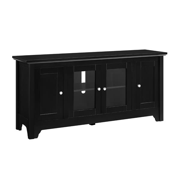 52" Transitional Wood Glass TV Stand - Black - Style A 