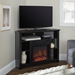 44" Wood Corner Fireplace TV Stand - Black - WEF1638