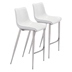 Magnus Bar Chair White &  Brushed Stainless Steel - Set of 2