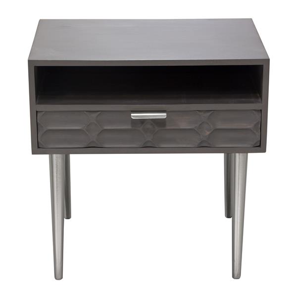 Petra Solid Mango Wood 1-Drawer Accent Table in Smoke Grey Finish 