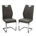 Set of Two London Dining Chairs in Grey Fabric with Chrome Base - DIA1851