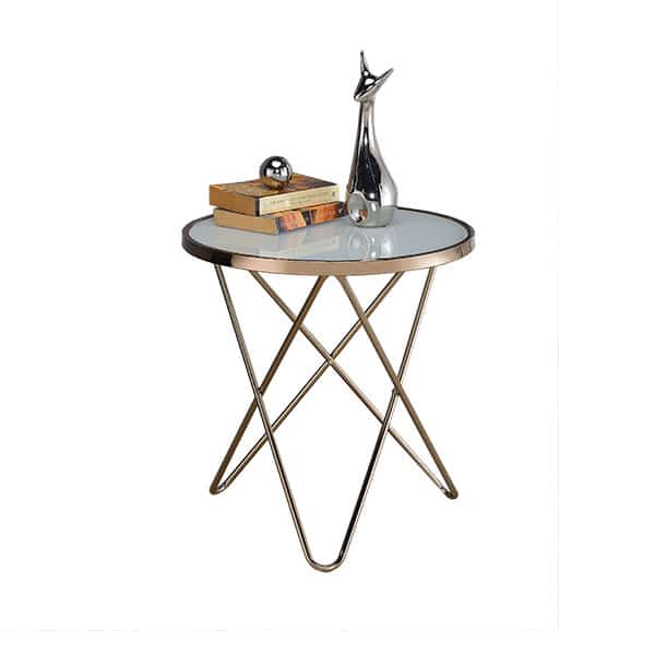 Valora Champagne and Frosted Glass End Table 