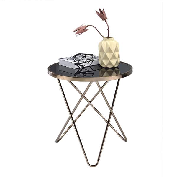 Valora Black Glass and Champagne End Table 