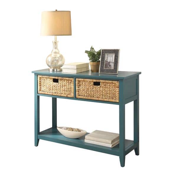 Flavius Two-Drawer Teal Console Table 