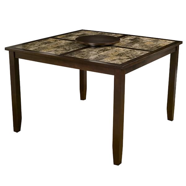 Capitola Faux Marble Large Pub Table with Removable Lazy Susan 