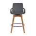 Baylor Swivel Wood Counter Height Stool in Grey Faux Leather - ARL1001