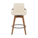 Baylor Swivel Wood Bar Counter Height Bar Stool in Cream Faux Leather - ARL1002