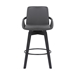 Baylor Swivel Wood Bar Counter Height Bar Stool in Grey Faux Leather - ARL1003