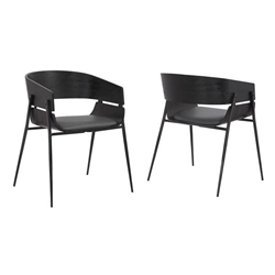 Bronte Wood and Metal Contemporary Dining Room Chairs - Set of 2 