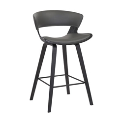 Jagger Modern 26" Wood and Faux Leather Counter Height Bar Stool - Grey 