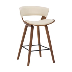 Jagger Modern 26" Wood and Faux Leather Counter Height Bar Stool - Cream 